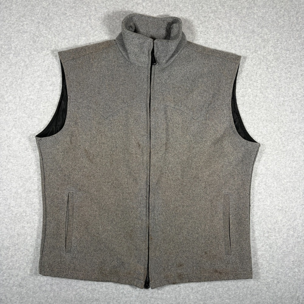 Schaefer Outfitter Arena Vest Mens XL Heather Gray Wool Full Zip Pockets Outdoor